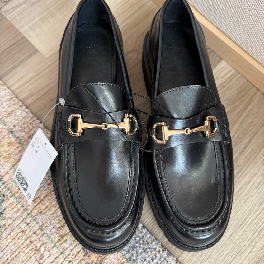 H&M Black Loafers with Gold Accents - Picture 2 of 2